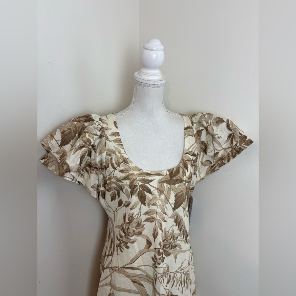 Tuckernuck Dune Breeze Cotton Linen Lily Dress In Cream Botanical Size Large NWT - Picture 8 of 13